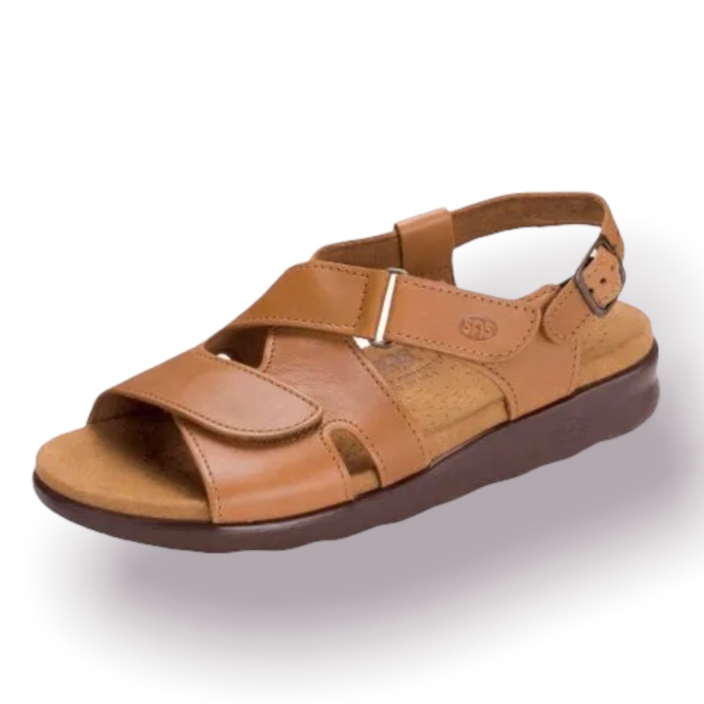 SAS Huggy Cross Strap Leather Sandal Size 10